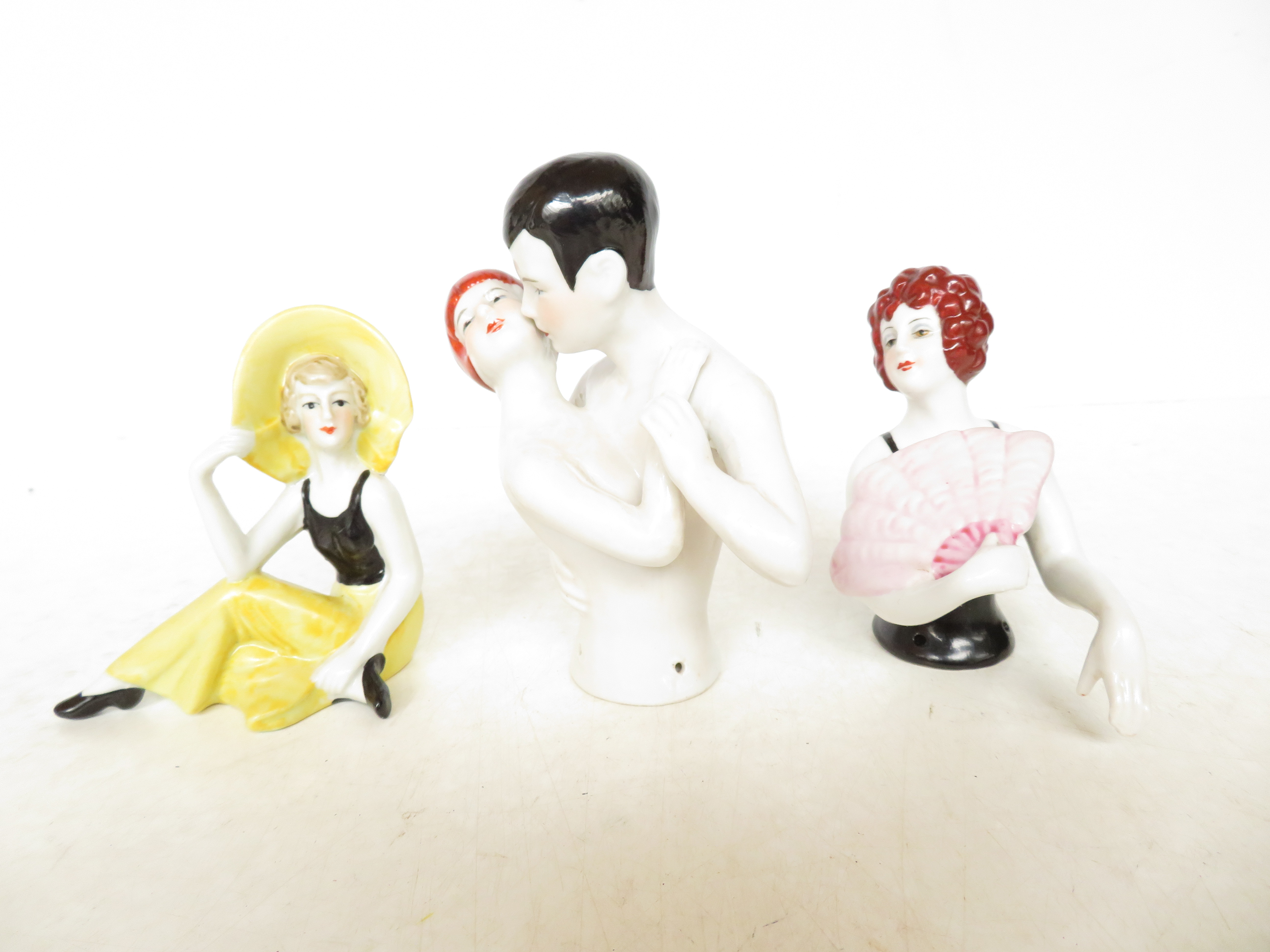 3 Art deco ceramic figures, centre figure- firing