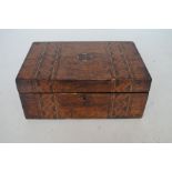 Victorian inlaid box with sewing contents