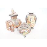 3 Japanese items, elephant, vase & lidded vase