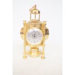 Brass clock, barometer, thermometer & compass