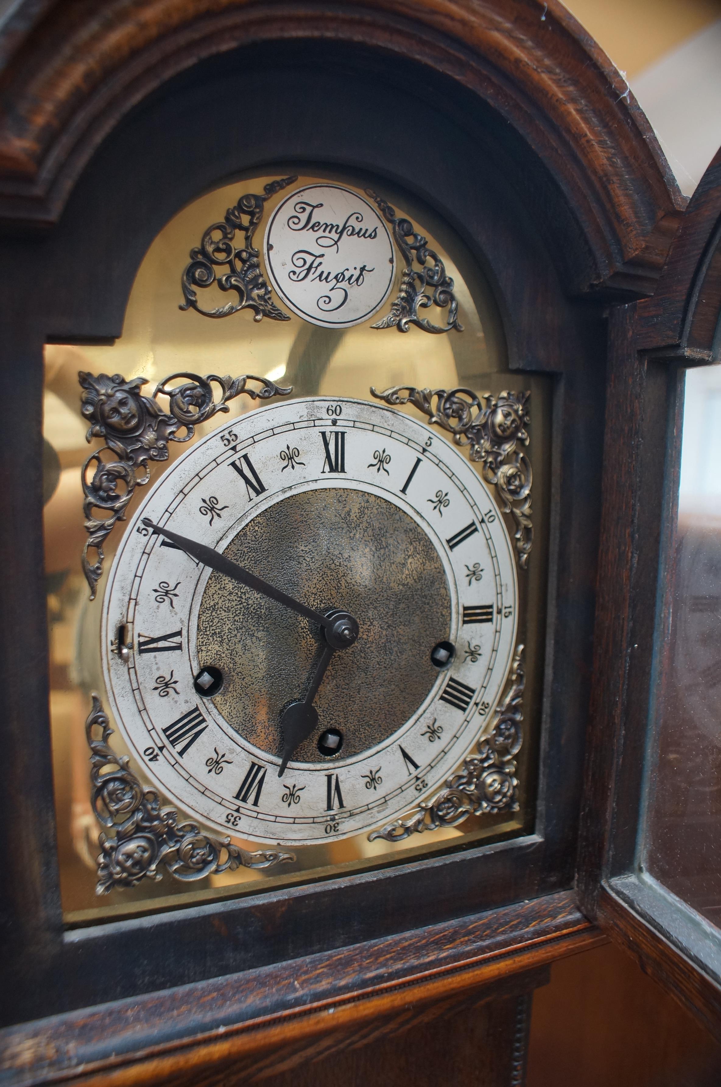 Oak cased grandmother clock, striking on a chime - Image 2 of 3