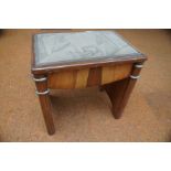 1930's stylish lidded seat with metal strapping's