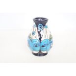 Moorcroft red rose blue vase Height 10 cm