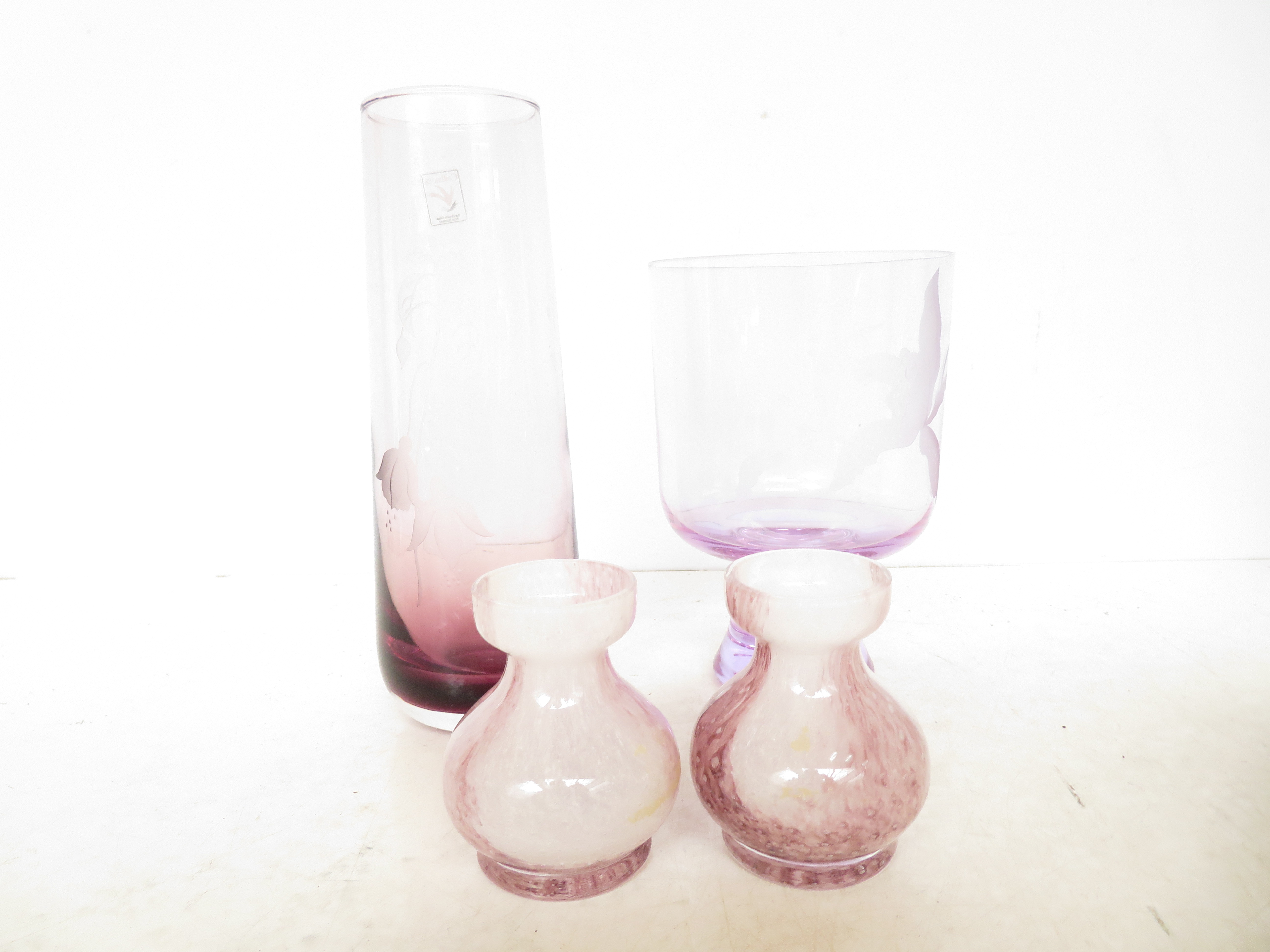 Caithness glass (2 vases & 2 candle holders)