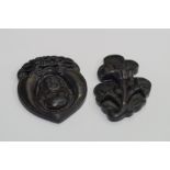 2x Oriental black jade pendants