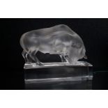 Lalique frosted glass bull