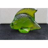 Lalique green fish with box Height 5 cm