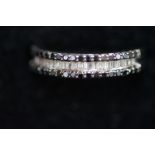 9ct White gold ring set with white & black diamond