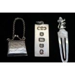 Silver ingot, silver book mark together with a sil
