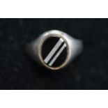 Silver ring set with black stone