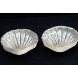 Pair of silver shell dishes