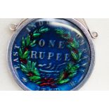 Silver mount 1840 one rupee enamelled coin