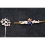 Silver pin brooch together with RAF pin brooch