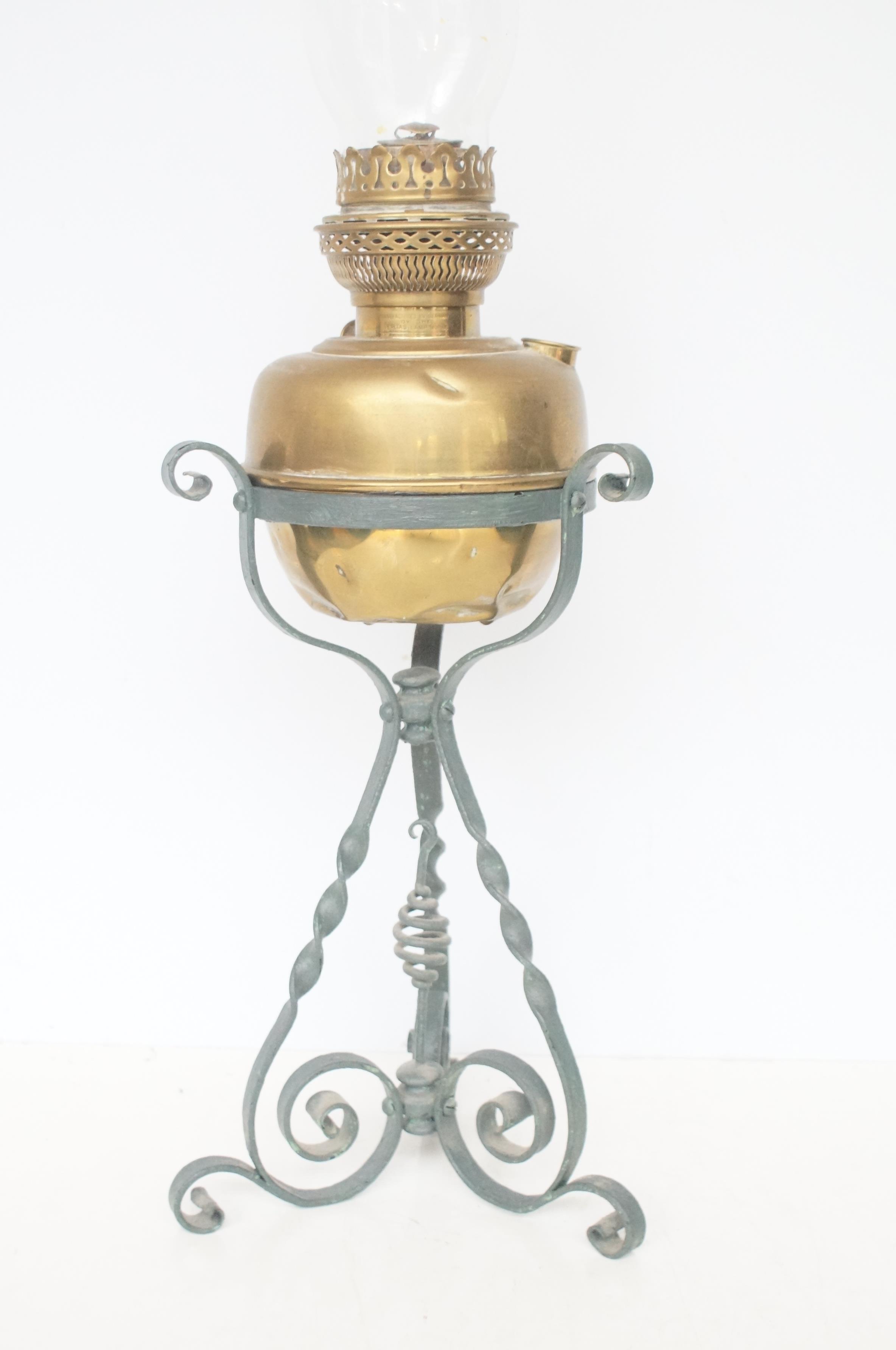 Arts & crafts style oil lamp Height without chimne