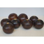 Collection of bowling balls to include 2 lignum bowls