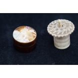 Sewing Bobbin & miniature screw top box