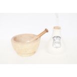 Pestle & Motar together with apothecary jug