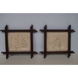 Pair of Victorian ceramic framed wall plaques, 1 A
