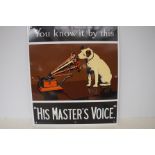 His Masters voice heavy enamel metal sign