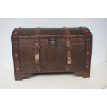 Leather & wood treasure chests storage box Width 5