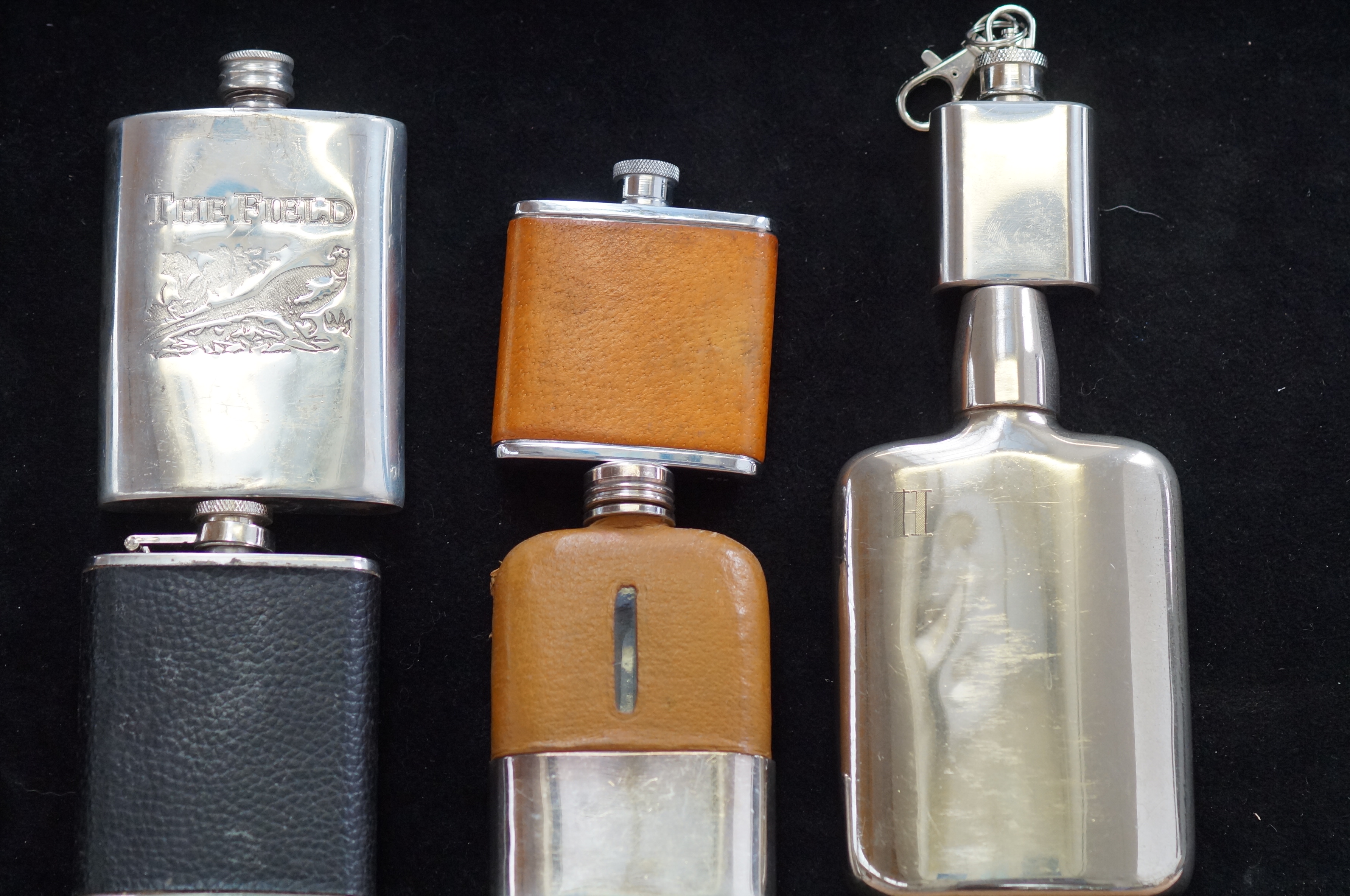 6 Hip flasks & 1 key ring flask