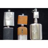 6 Hip flasks & 1 key ring flask