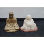 Brass Buddha & hard stone Buddha