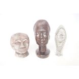 African wooden bust & 2 others