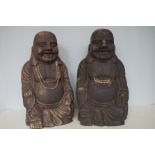 Pair of metal garden Buddhas Height 51 cm