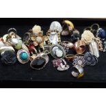 Large collection of vintage costume jewellery ring