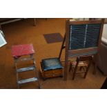 Vintage chalk board & chair, drawer foot stool & v