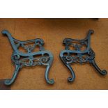 Pair of cast iron heavy bench ends