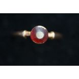 9ct Gold ring set with garnet Size P