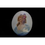 Hand painted ceramic miniature plaque Length 4.5 c