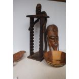 African carved rack & other carved items