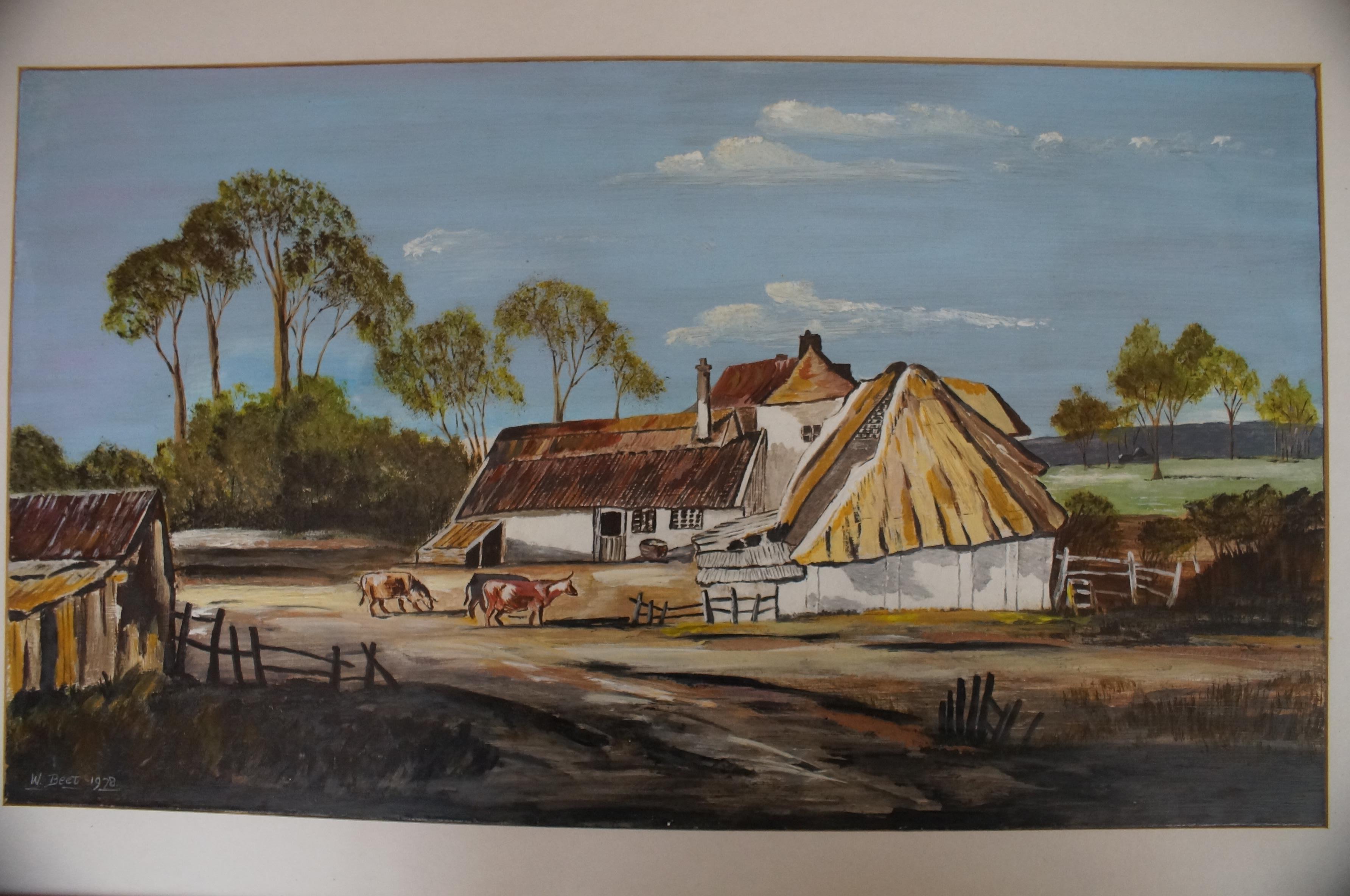 W beet 1978 framed watercolour, farm scene. 30 x 5