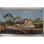 W beet 1978 framed watercolour, farm scene. 30 x 5