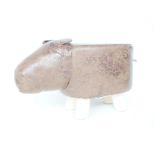 Brown suede hippo footstool