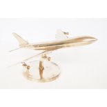 Desk model aircraft boening 707 brass plane