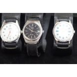 3 Pilot wristwatches with leather straps