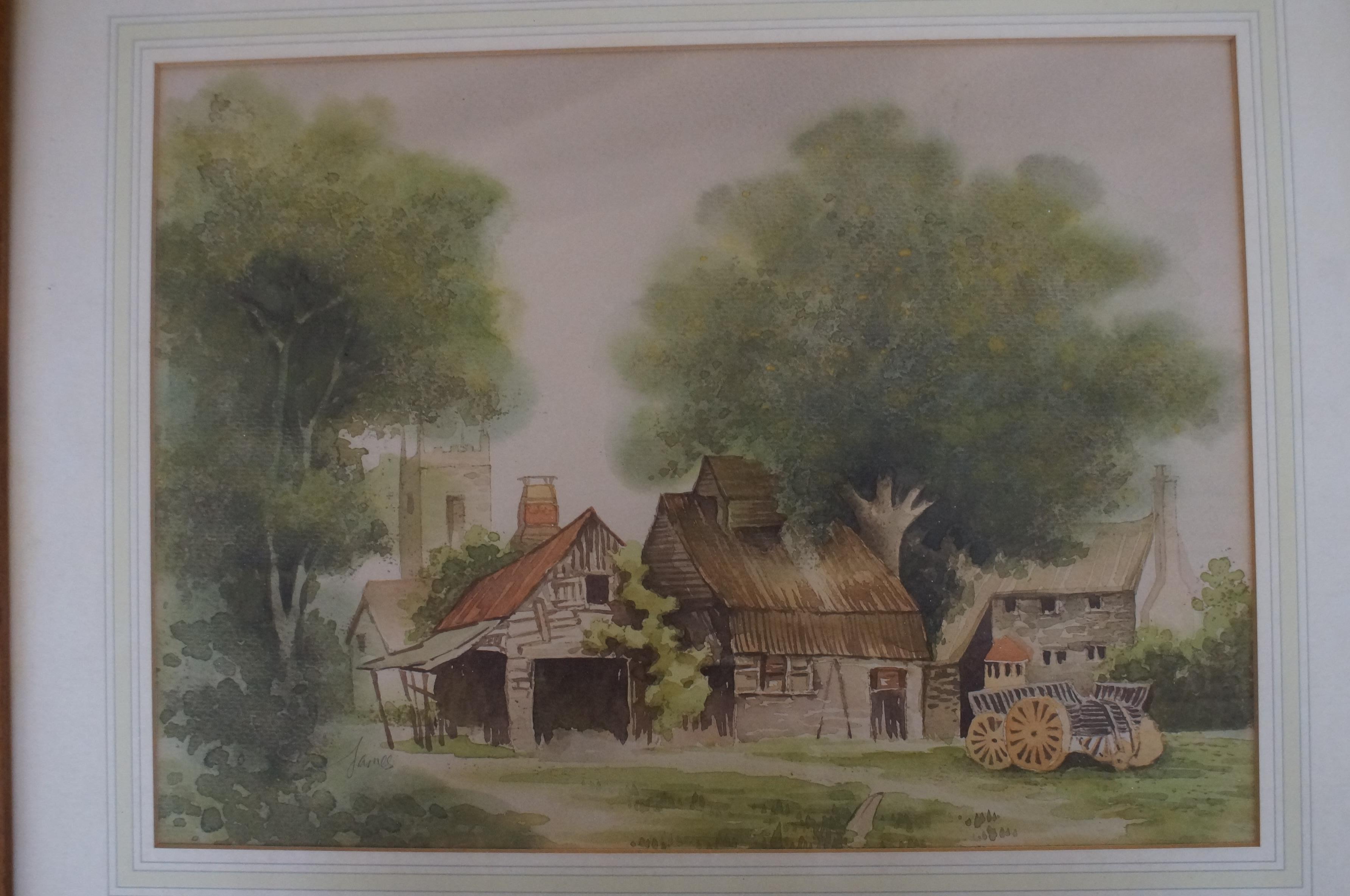 Cottage scene water colour signed James