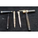 Silver propelling pencil, fountain pen, Swan 14ct