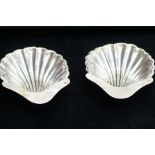 Pair of hallmarked silver scallop dishes