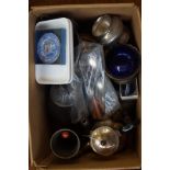 Mixed box to include silver plated items, pewter &