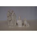 3 undecorated trial pieces of porcelain, Dog facto