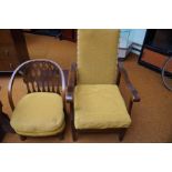 Early 20th century reclining chair & low chair