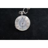 Victorian silver fob watch with silver face