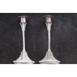 Pair of Gothic art nouveau, signed to base indisti