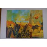 John Lewis print in gilt frame, titled Village chu