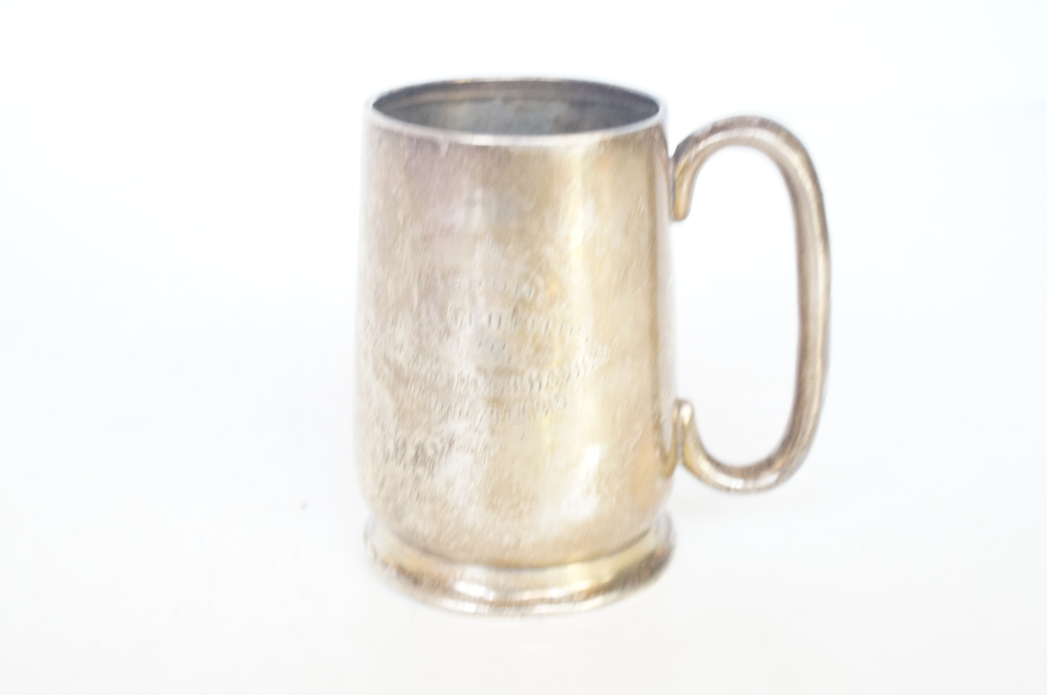 Sterling silver tankard with presentation descript